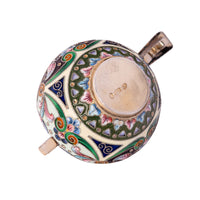 Antique Imperial Russian Silver Gold Gilt Cloisonne Kovsh Moscow 6th Artel 1908