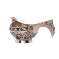 Antique Imperial Russian Solid Silver Gilt Cloisonne Enamel Kovsh Moscow 1908