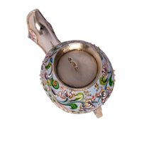 Antique Imperial Russian Solid Silver Gilt Cloisonne Enamel Kovsh Moscow 1908