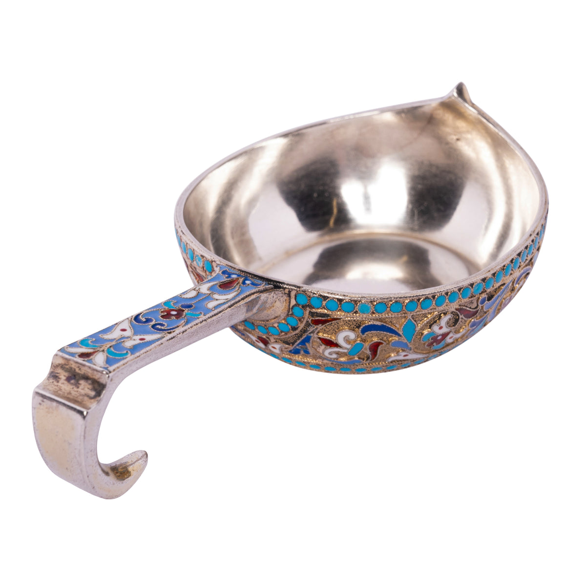 Antique Imperial Russian Silver Gold Enamel Kovsh Nikolai Antipov Moscow 1896