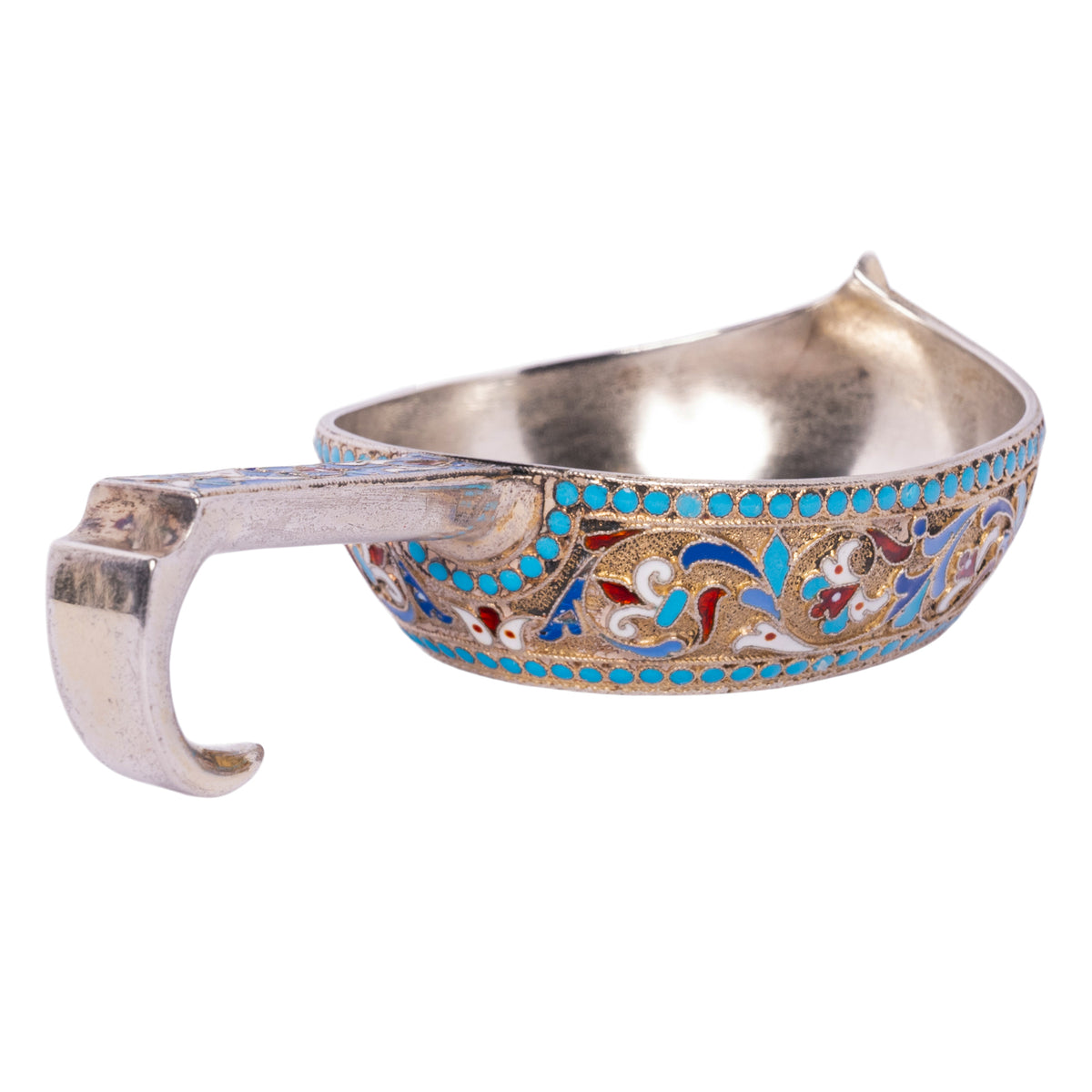 Antique Imperial Russian Silver Gold Enamel Kovsh Nikolai Antipov Moscow 1896