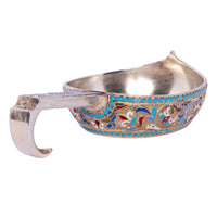 Antique Imperial Russian Silver Gold Enamel Kovsh Nikolai Antipov Moscow 1896