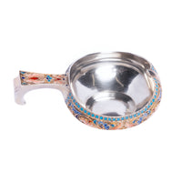 Antique Imperial Russian Silver Cloisonne Enamel Kovsh Ovcninnikov Moscow 1896