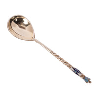 Antique Set Imperial Russian Silver Gilt Cloisonne Spoons Feodosii Pekin Moscow