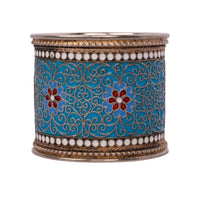 Antique Imperial Russian Silver Gold Cloisonne Enamel Napkin Ring Moscow 1896
