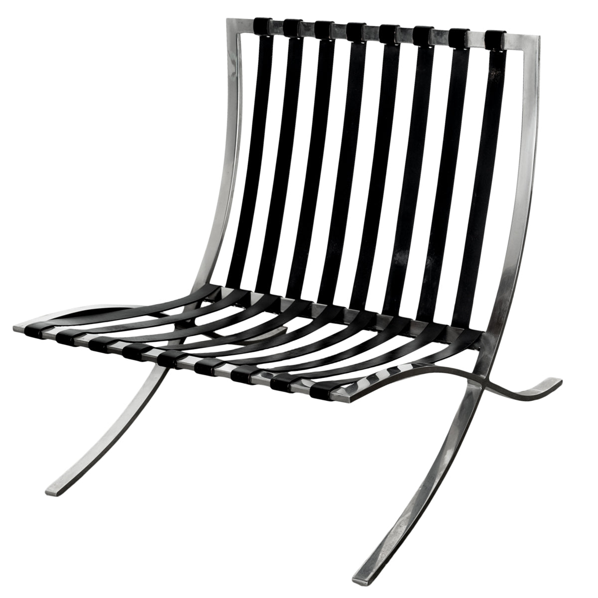 Early Pair MCM Knoll Barcelona Chairs Black Leather Mies van der Rohe 1961
