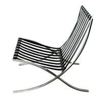 Early Pair MCM Knoll Barcelona Chairs Black Leather Mies van der Rohe 1961