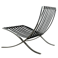 Early Pair MCM Knoll Barcelona Chairs Black Leather Mies van der Rohe 1961