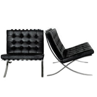 Early Pair MCM Knoll Barcelona Chairs Black Leather Mies van der Rohe 1961