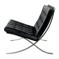 Early Pair MCM Knoll Barcelona Chairs Black Leather Mies van der Rohe 1961