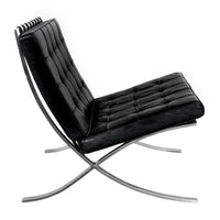 Early Pair MCM Knoll Barcelona Chairs Black Leather Mies van der Rohe 1961