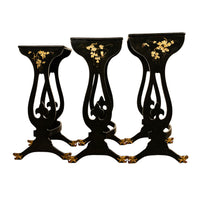 Antique Set 3 Chinese Export Gilded Lacquer Dragon Feet Nest of Tables 1890