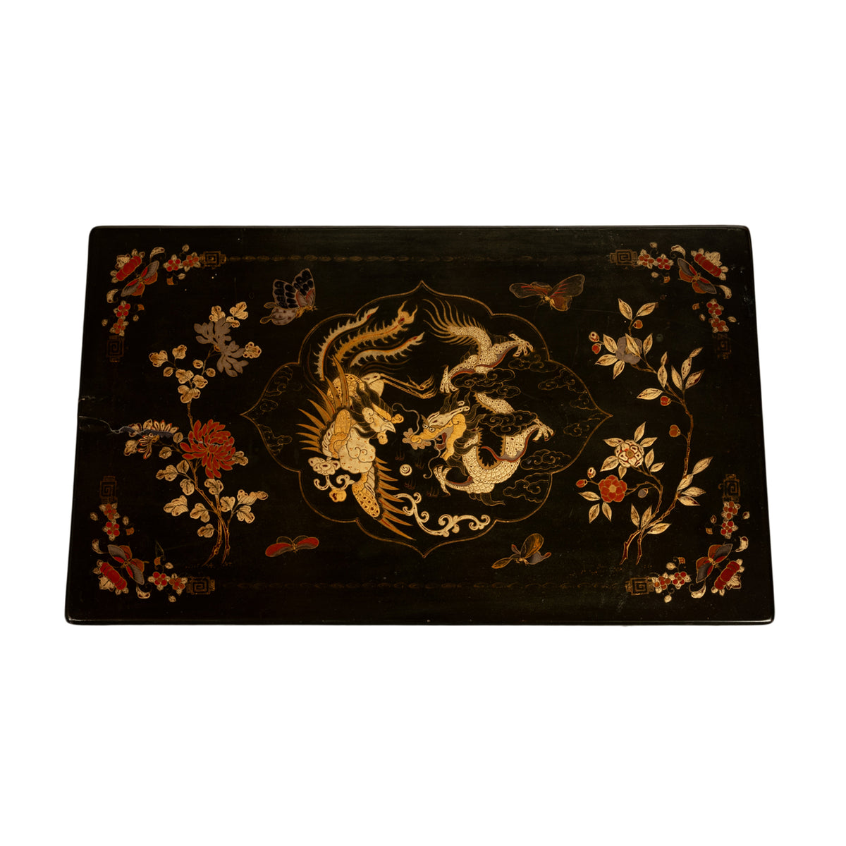 Antique Set 3 Chinese Export Gilded Lacquer Dragon Feet Nest of Tables 1890