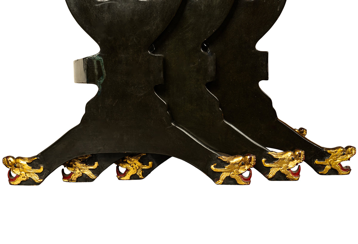 Antique Set 3 Chinese Export Gilded Lacquer Dragon Feet Nest of Tables 1890