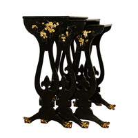 Antique Set 3 Chinese Export Gilded Lacquer Dragon Feet Nest of Tables 1890