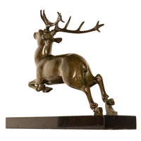 Antique French Art deco Leaping Stag Bronze Statue Sculpture Bronze marble by Georges H. Laurent 1925