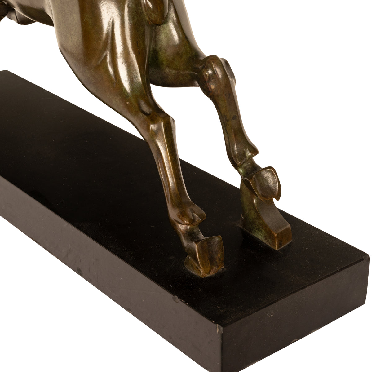 Antique French Art deco Leaping Stag Bronze Statue Sculpture Bronze marble by Georges H. Laurent 1925