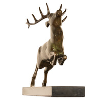 Antique French Art deco Leaping Stag Bronze Statue Sculpture Bronze marble by Georges H. Laurent 1925