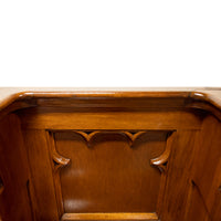 Antique Gothic Revival Pugin Carved Oak Church 3 Seat Pew Bench Choir Stall 1850