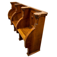 Antique Gothic Revival Pugin Carved Oak Church 3 Seat Pew Bench Choir Stall 1850
