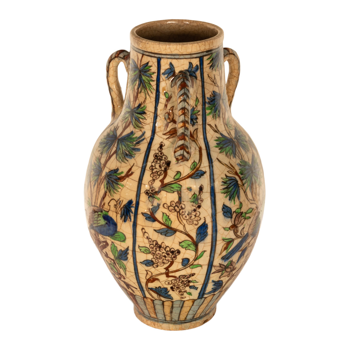 Large Antique Islamic Qajar Persian Ottoman Iznik Kutahya Pottery Vase 1850