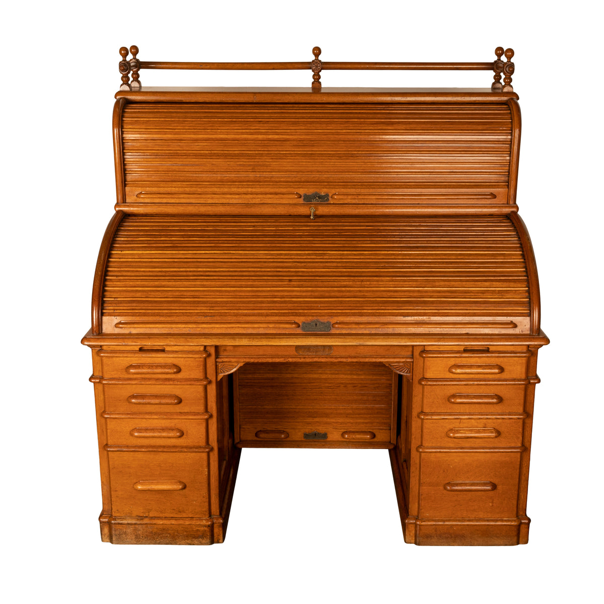 Antique American Indianapolis Oak Wooton Roll Top Tambour Wells Fargo Desk 1890
