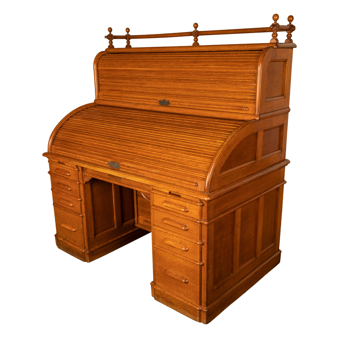 Antique American Indianapolis Oak Wooton Roll Top Tambour Wells Fargo Desk 1890