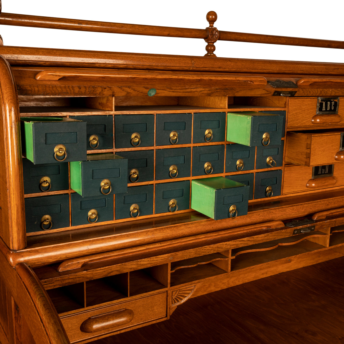 Antique American Indianapolis Oak Wooton Roll Top Tambour Wells Fargo Desk 1890