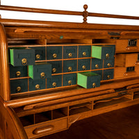 Antique American Indianapolis Oak Wooton Roll Top Tambour Wells Fargo Desk 1890