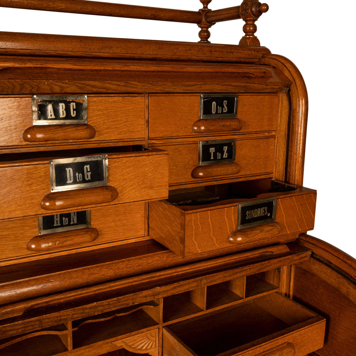 Antique American Indianapolis Oak Wooton Roll Top Tambour Wells Fargo Desk 1890