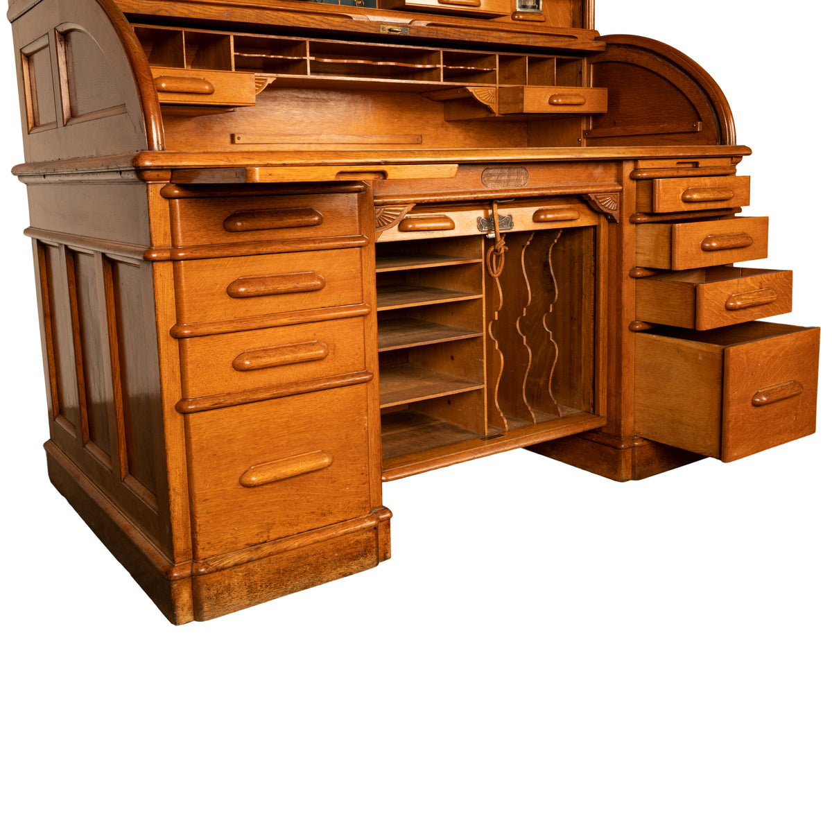 Antique American Indianapolis Oak Wooton Roll Top Tambour Wells Fargo Desk 1890