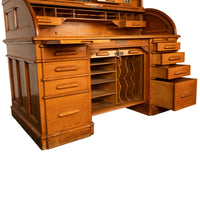 Antique American Indianapolis Oak Wooton Roll Top Tambour Wells Fargo Desk 1890