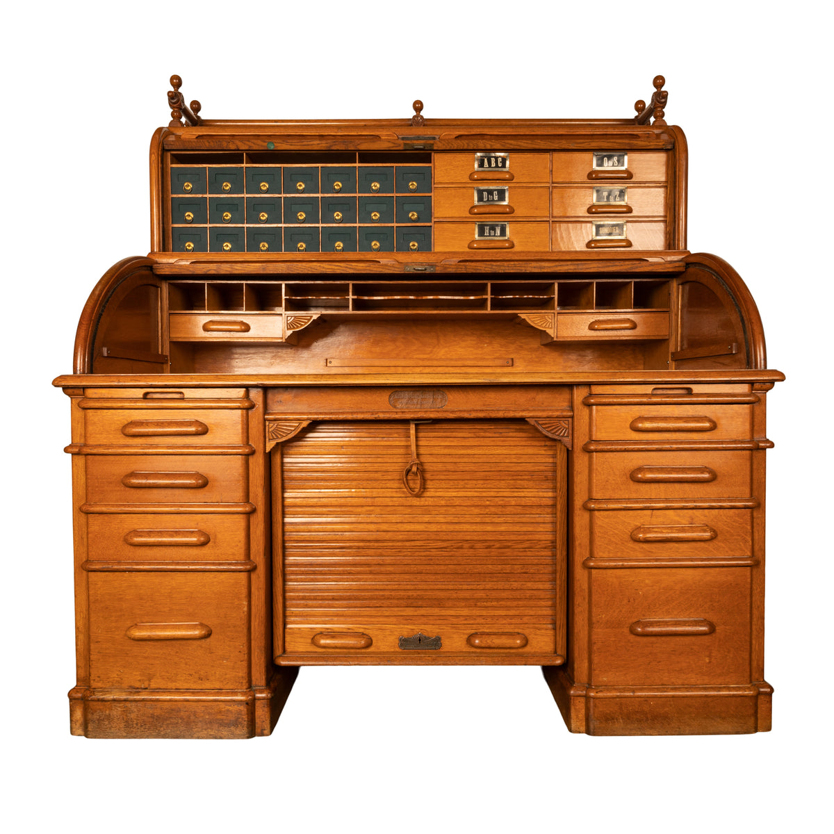 Antique American Indianapolis Oak Wooton Roll Top Tambour Wells Fargo Desk 1890