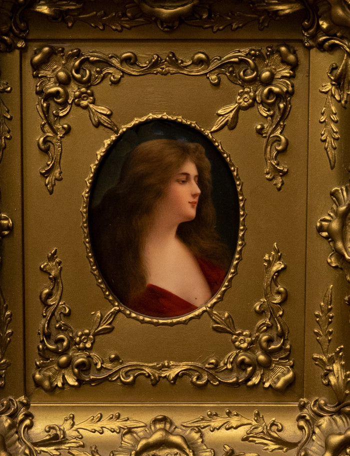 Antique German KPM Porcelain Portrait Plaque Young Woman Signed Wagner Asti 1890