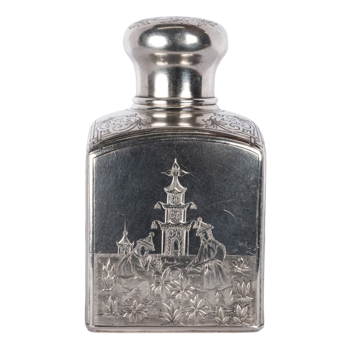 Antique Russian Imperial Silver Chinoiserie Tea Caddy Gustav Klingert Moscow 1894