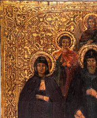 Antique 18th Century Russian Orthodox Egg Tempera Gilded Icon Saint Nilus 1750