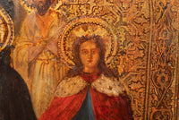 Antique 18th Century Russian Orthodox Egg Tempera Gilded Icon Saint Nilus 1750