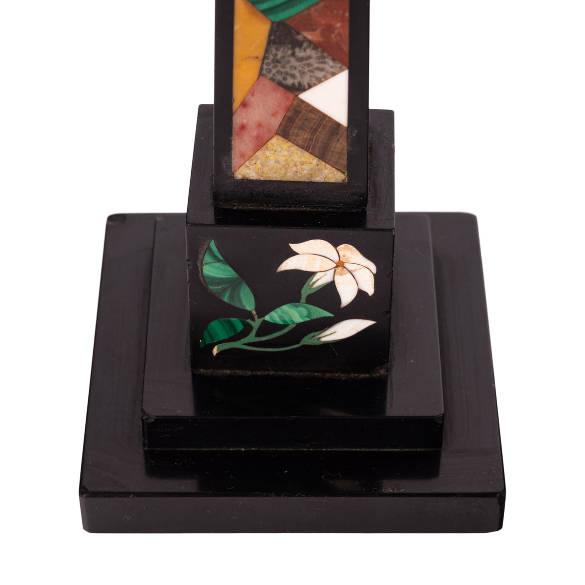 Pair Antique Pietra Dura Marble Specimen Stone Desk Obelisks Derbyshire 1840