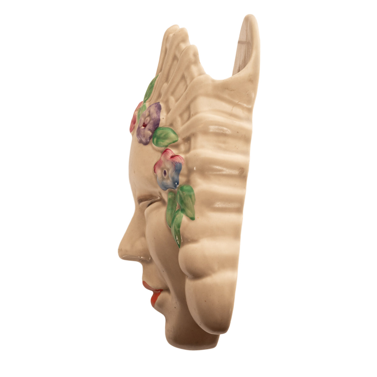 Antique Art Deco "Bizarre" Pottery Wall Mask Vase Clarice Cliff "Marlene" 1936