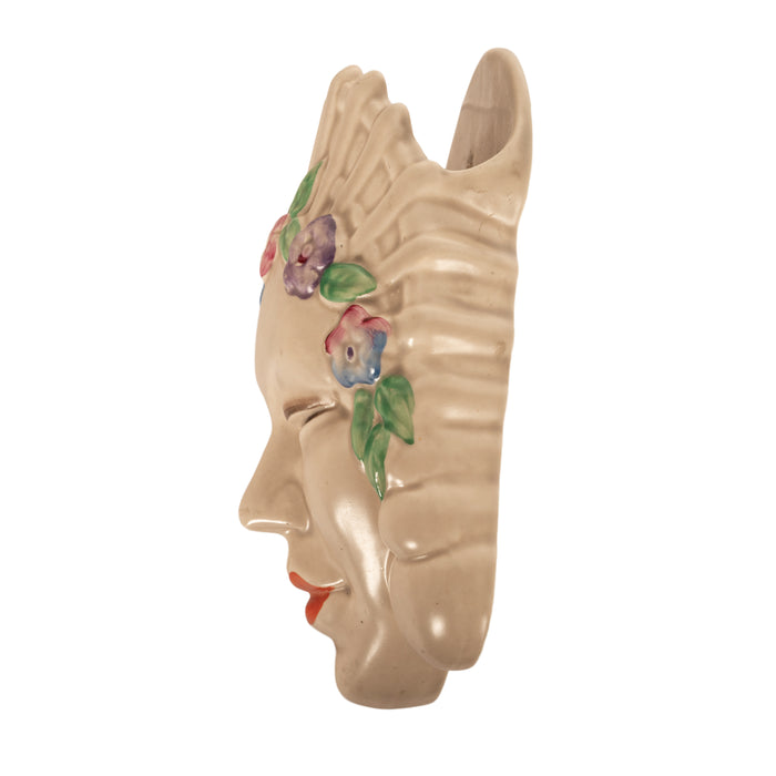Antique Art Deco "Bizarre" Pottery Wall Mask Vase Clarice Cliff "Marlene" 1936