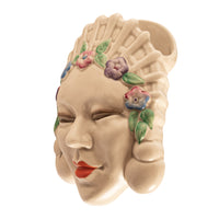 Antique Art Deco "Bizarre" Pottery Wall Mask Vase Clarice Cliff "Marlene" 1936