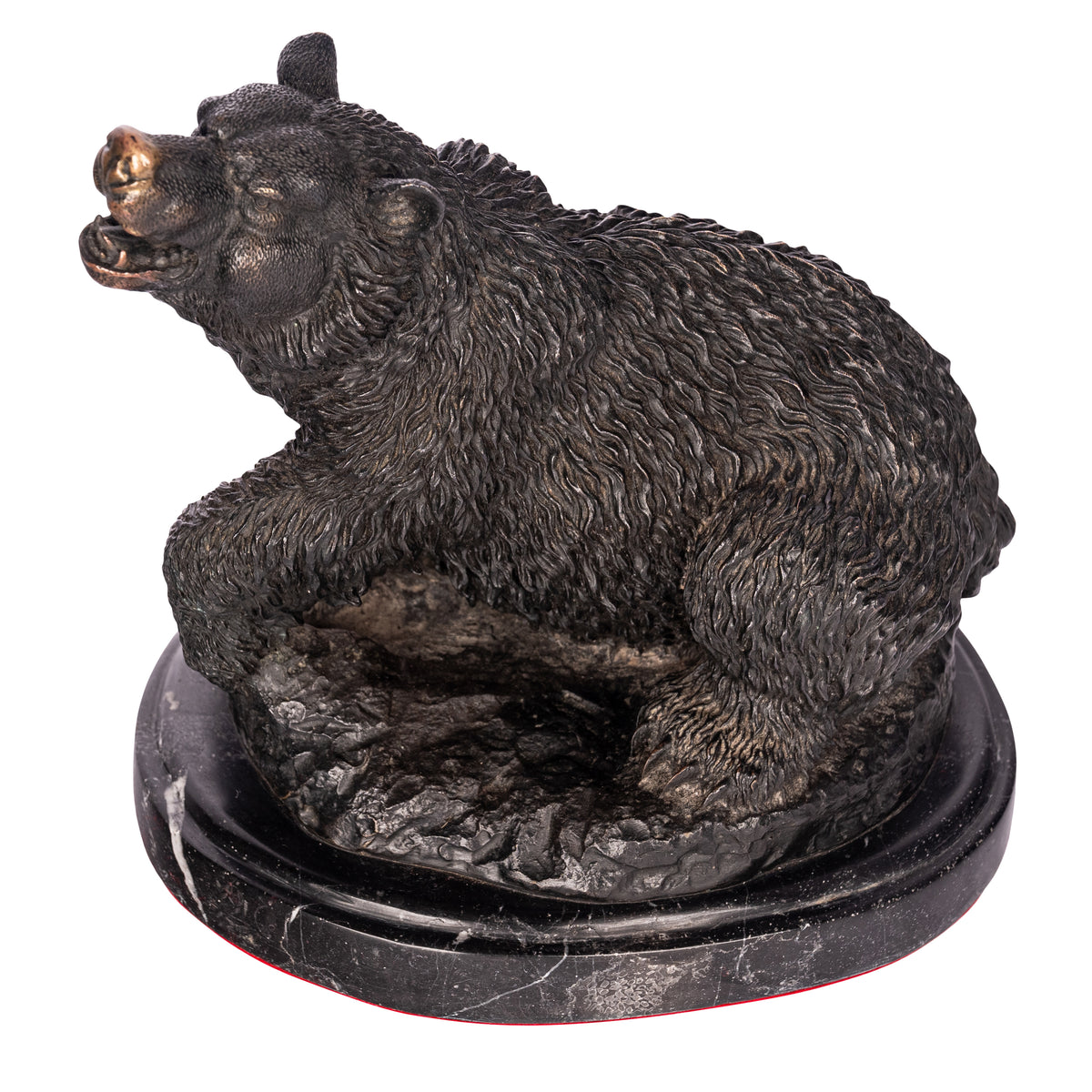 Antique 19th Century French Bonze Animalier Brown Bear Statue Sculpture Paris by Antoine-Louis Barye circa 1870