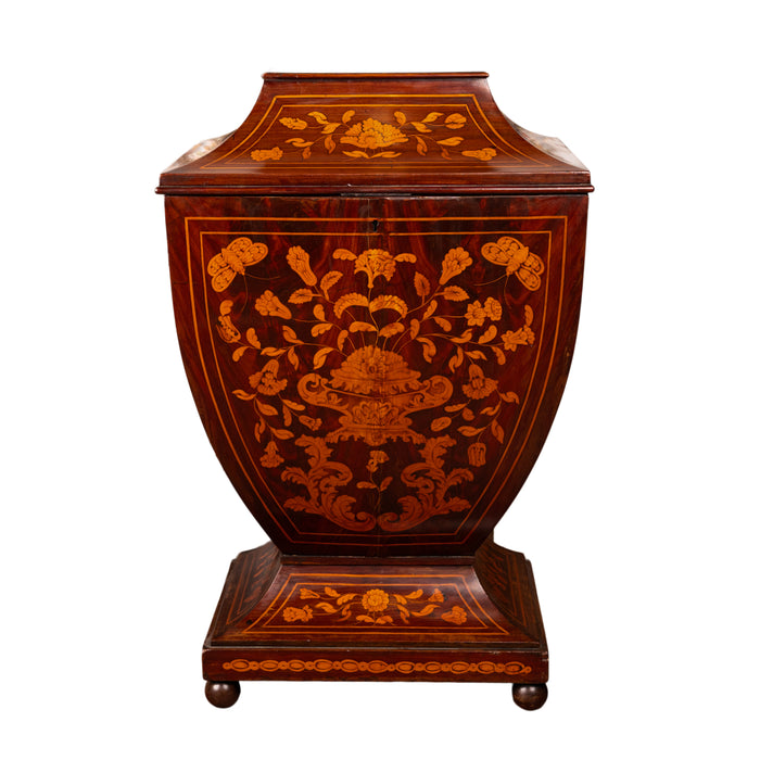 Antique 18th Century Dutch Marquetry Bombe Shaped Wine Cellerette