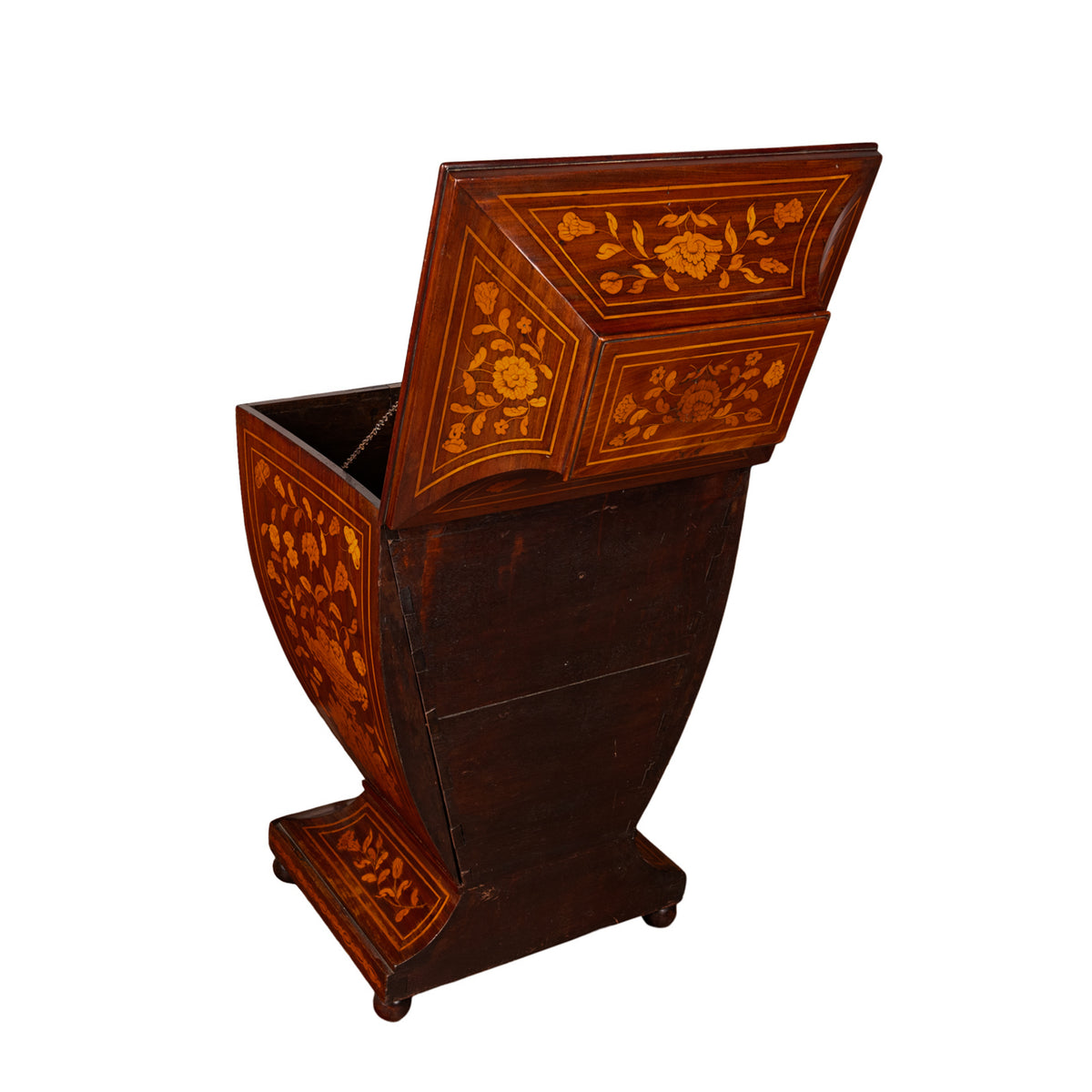 Antique 18th Century Dutch Marquetry Bombe Shaped Wine Cellerette