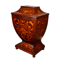 Antique 18th Century Dutch Marquetry Bombe Shaped Wine Cellerette