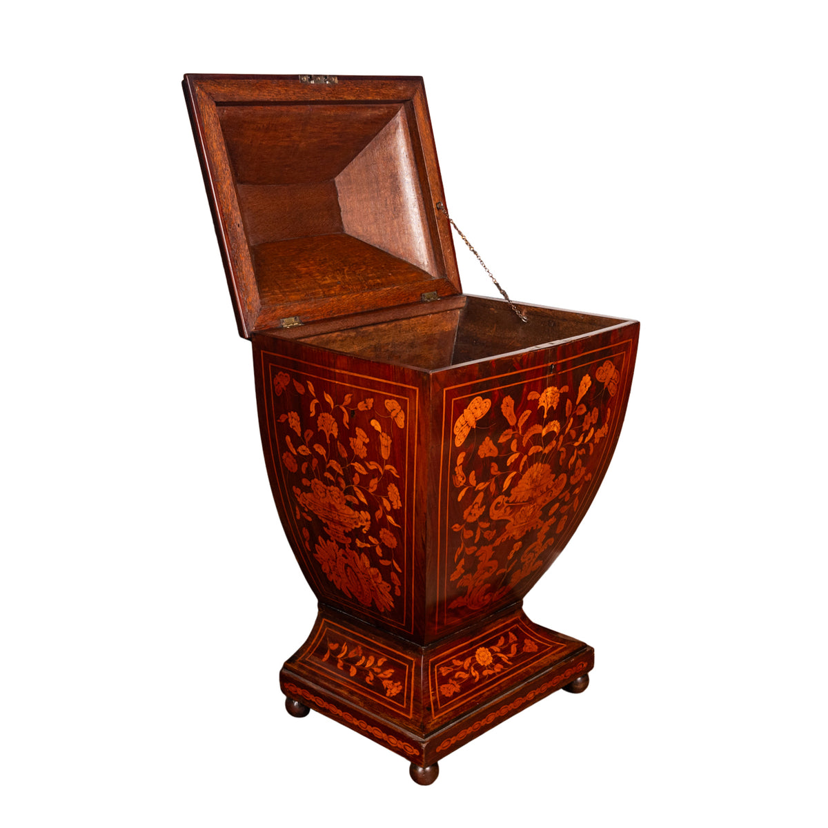 Antique 18th Century Dutch Marquetry Bombe Shaped Wine Cellerette