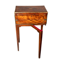 Antique English Walnut Brass Military Campaign Gateleg Writing Desk Box 1850