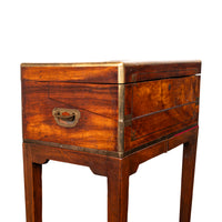 Antique English Walnut Brass Military Campaign Gateleg Writing Desk Box 1850