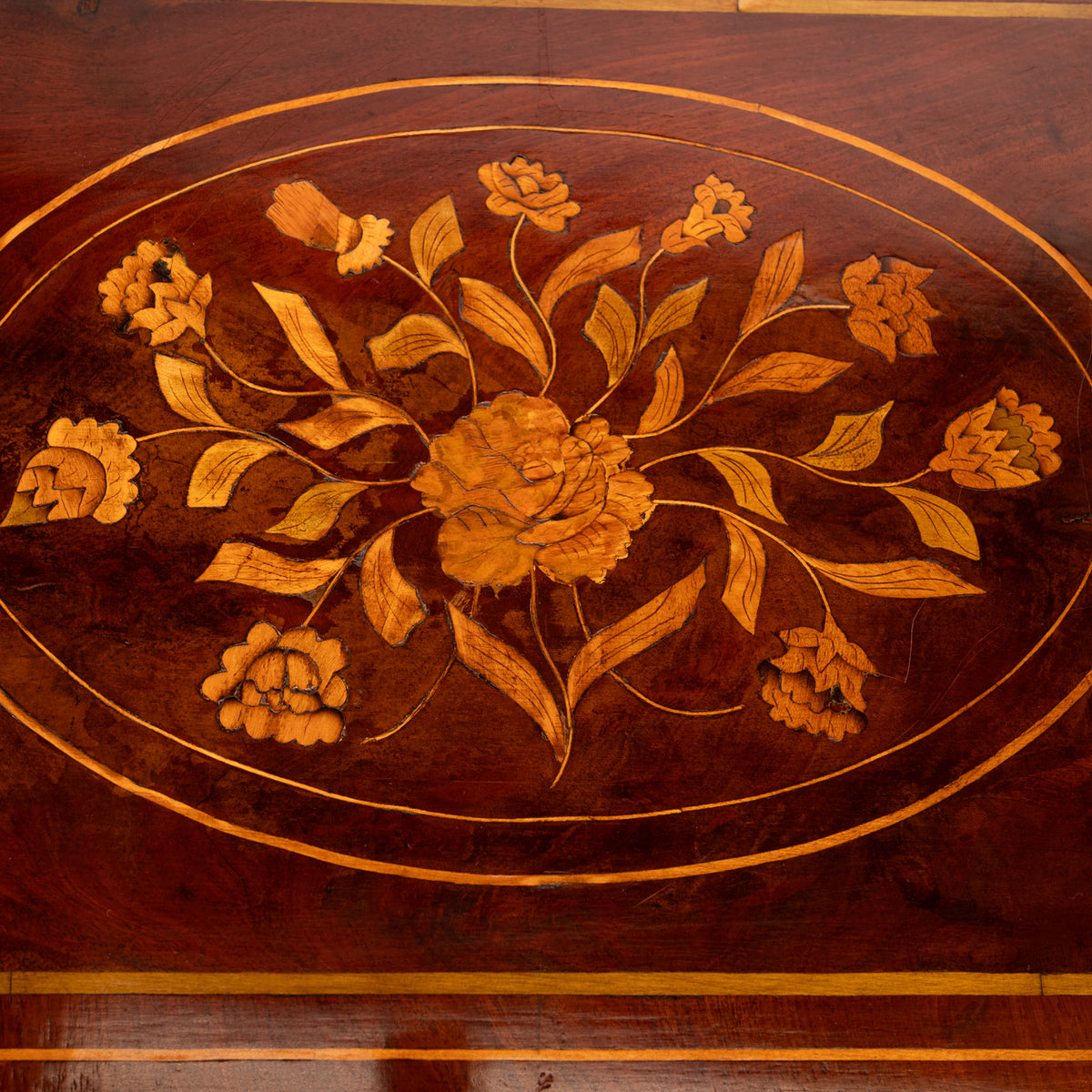 Antique Dutch Georgian Marquetry Foldout Rosewood Satinwood Table Etagere 1820