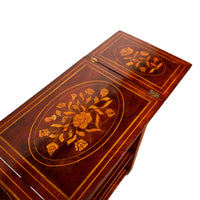 Antique Dutch Georgian Marquetry Foldout Rosewood Satinwood Table Etagere 1820